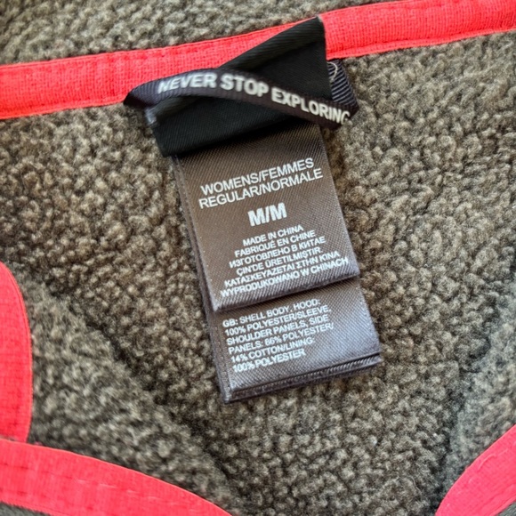 The North Face Gray-Green Fleece Ribbed Hooded Full Zip Jacket Size Medium - Picture 6 of 9